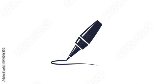 Black Eyeliner Pen Drawing a Smooth Line on Isolated White Background