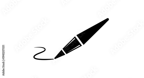 Eyeliner pen drawing a short simple curved line, basic makeup stroke, isolated white background.