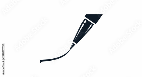 Thick eyeliner pen drawing a wavy line, makeup cosmetic tool, isolated white background.