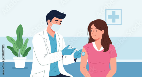 Vaccination Immunization Concept Doctor Giving Vaccine Injection
