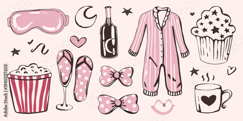 A cozy collection of self care items sleep mask pajamas and treats