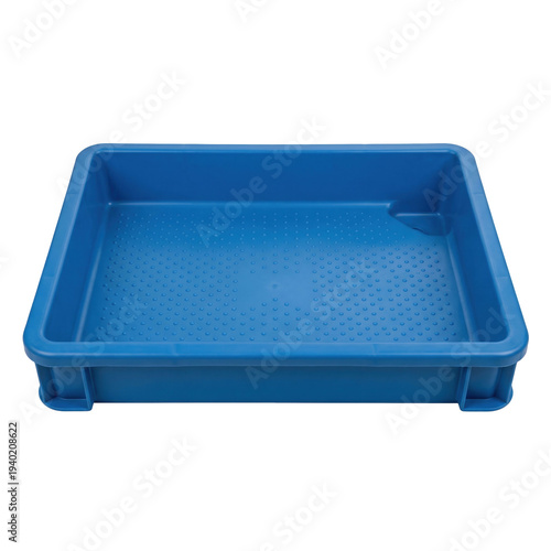 Cleanroom contamination control blue plastic tray for sterile handling and inspection with textured base and low profile edge suitable for lab use