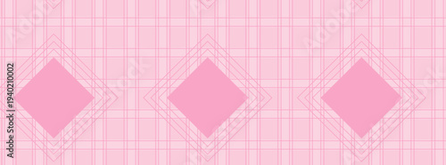 Pink geometric seamless pattern with diamond shapes and grid lines. Abstract minimalist background for textile, wallpaper, and web design