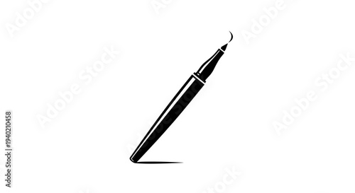 Sleek black eyeliner pen, essential beauty cosmetic tool, isolated white background.