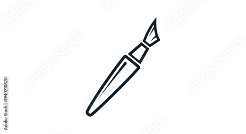 Outline of a Makeup Brush or Applicator Tool on Isolated White Background