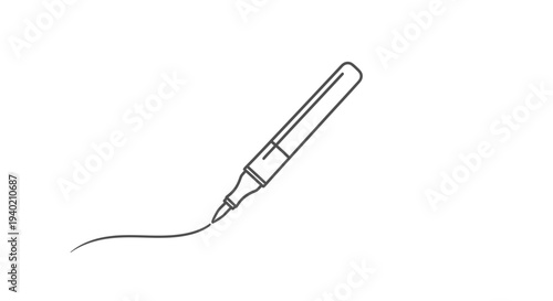 Outline Eyeliner Pen Drawing a Fine Beauty Line on Isolated White Background