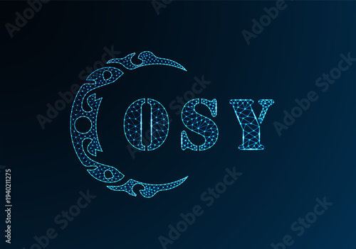 Low poly letter logo OSY design. OSY letter logo low poly vector design on blue color gradient background. OSY logo low poly design