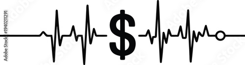 Money heartbeat EKG vector illustration.