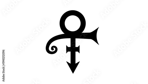 Prince symbol, black isolated silhouette