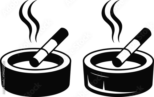 Ashtray with cigarette icon vector illustration.