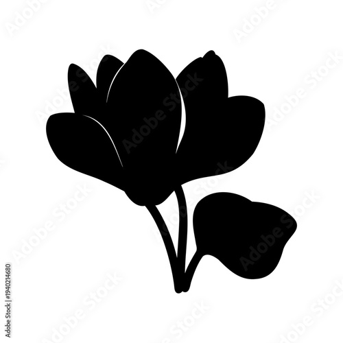 Monochromatic flower graphic showcasing a stylized floral form with elegant contours