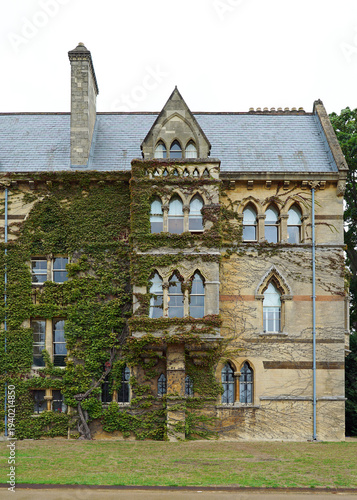 Ivy creepers growing on he Venetian Gothic style Christ Church Meadow Building, at Oxford, England