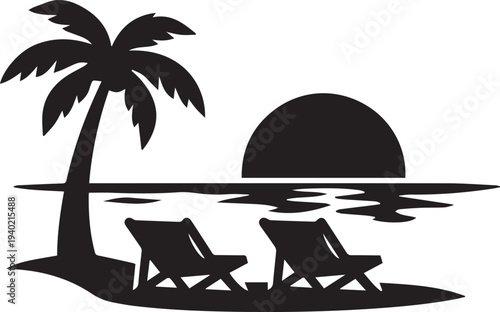 Beach Chairs at Sunset Icon