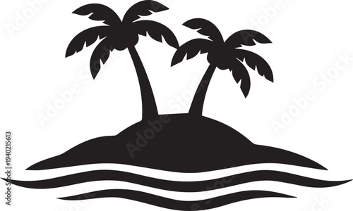 Tropical Island with Palm Trees Icon