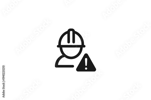 Construction Worker Safety Alert Icon Hard Hat Warning Symbol