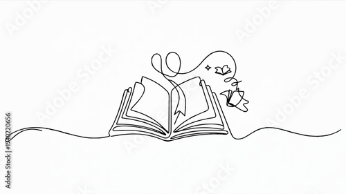 Person reading book with thought bubble and ideas emerging symbolizing creativity and inspiration