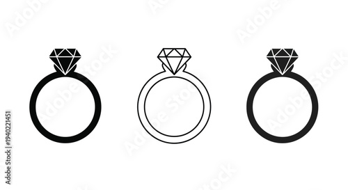 Three diamond rings in varying styles a minimalist silhouette