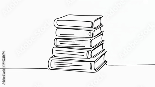 Stack of books in a simple line drawing style on a plain background for educational or literary themes