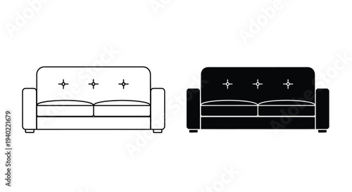 Two sofa outlines one light one dark a minimalist silhouette