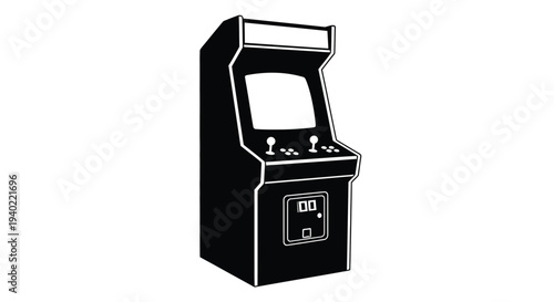 Classic arcade game machine in a stark black silhouette