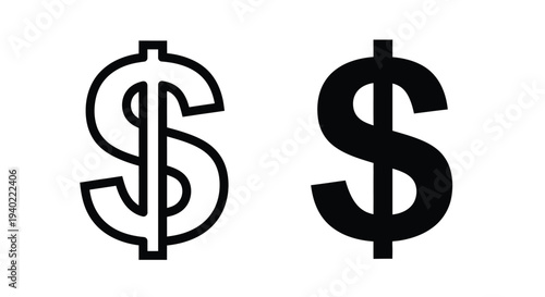 Two dollar sign symbols one outlined and one solid silhouette