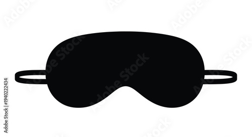 Black sleep mask isolated on a white background a simple silhouette