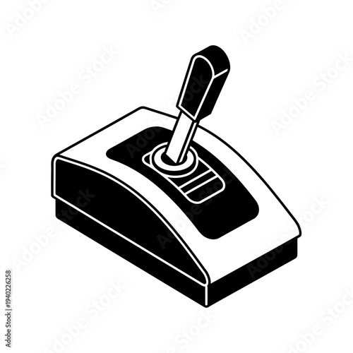 Isometric illustration of a car gear shifter lever.