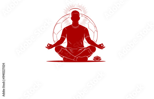 Soccer Striker Zen Meditation Celebration Silhouette, Football Legend Goal Pose Vector Sticker, Mindful Sports Athlete Illustration