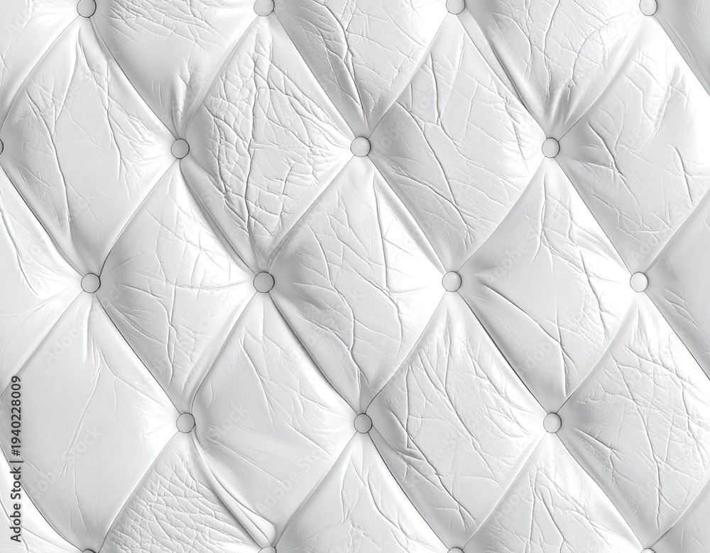 Fototapeta premium White Tufted Leather Upholstery Seamless Texture Background