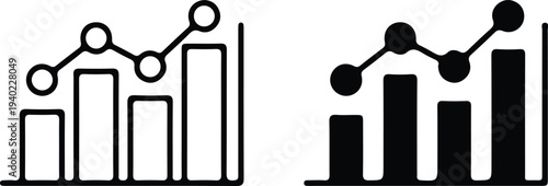 business graph analysis graph chart black black outline icon set vector illustration design 