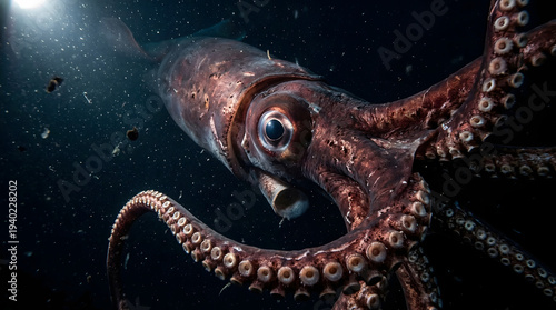 Giant squid under water