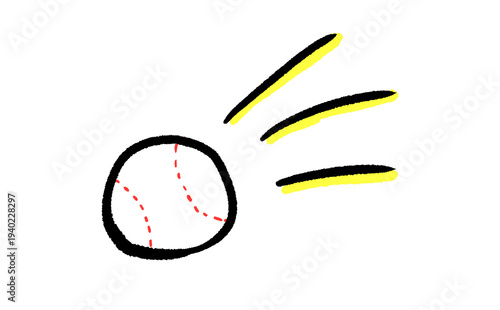 赤い縫い目の野球ボールアイコン