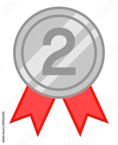 2位 メダル アイコン 単体 ベクター素材