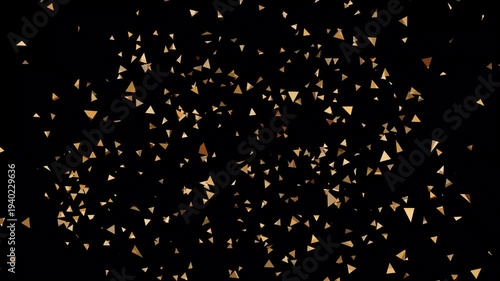 Realistic colorful confetti rain falling from explosion burst, party celebration animation isolated on black background with alpha channel, metallic glitter confetti particles slow motion overlay 4K