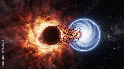 Black Hole Collision - A Cosmic Dance of Destruction and Creation.