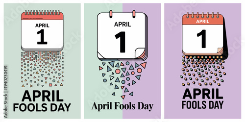 April Fools Day Calendar Design with Colorful, Shattered Effects for Pranks