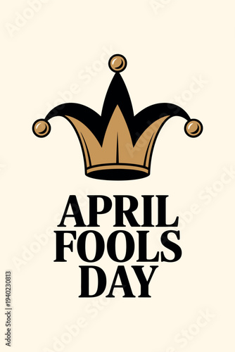 April Fools Day Illustration with Jester Hat and Bells