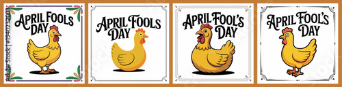 April Fools Day Rubber Chicken Illustrations with Playful Prank Designs