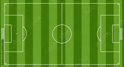 Professional soccer field diagram with detailed markings and measurements