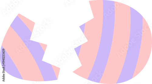 Hatched egg split in half clipart design.
Cracked Easter egg illustration isolated.
Broken Easter egg shell. 
Transparent background.  SVG.