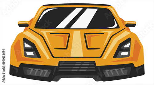 Modern yellow sports car front view illustration for automotive design