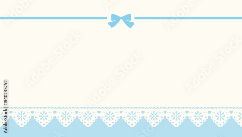 レースとリボンと水色の背景、16対9の横長サイズ