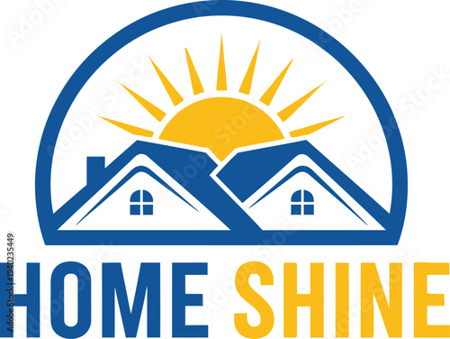 Home shine logo with sun and houses