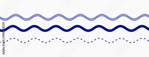 simple blue wavy wiggly lines pattern in set