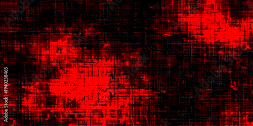 Red grunge and abstract background features a dark textured design with digital 3d matrix lines and black vector art patterns for a bright power technology wallpaper