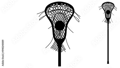  lacrosse stick with ball ,black isolated silhouette