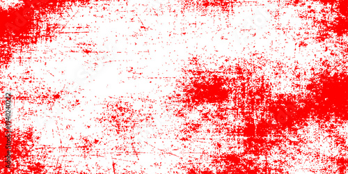 Red abstract grunge paint background featuring a blood ink splash and splatter texture with a vector heart illustration for a dirty stain art design pattern wallpaper backdrop