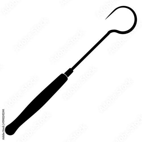 Surgical probe instrument vector silhouette on white background