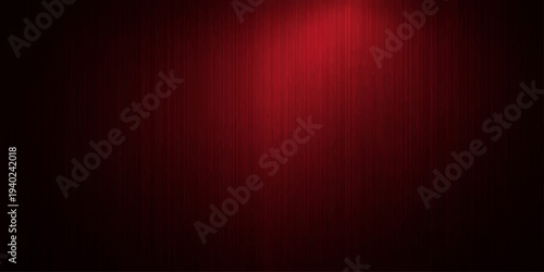 A dark red abstract background features a textured velvet curtain pattern with striped lines and light effects, creating a dramatic theater stage backdrop for cinema and show design