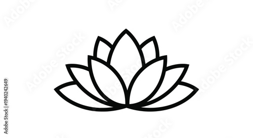 Simple black outline of a lotus flower design elegant silhouette
